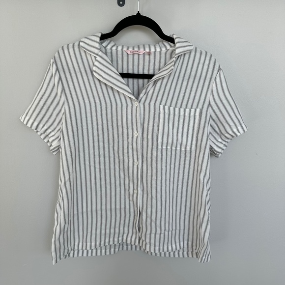 la Vie en Rose Striped Button-Down Top (M) - Picture 1 of 3